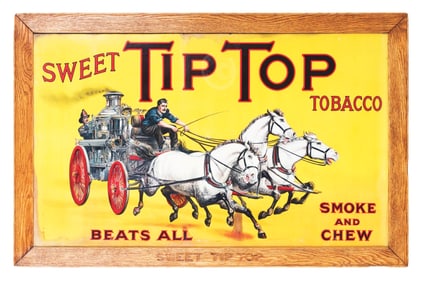 FRAMED TIP TOP TOBACCO ADVERTSING W/ ORIGINAL FRAME SIGN