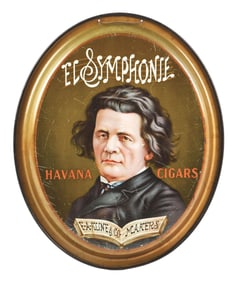 E.A. KLINE & CO.HAVANA CIGARS TIN LITHOGRAPH W/ PORTRAIT GRAPHIC.