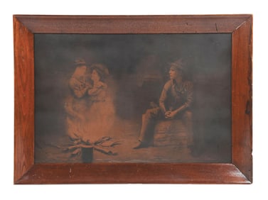 ROUND-UP CIGARS FRAMED MASONITE ADVERTISEMENT W/ PIONEER GRAPHICS