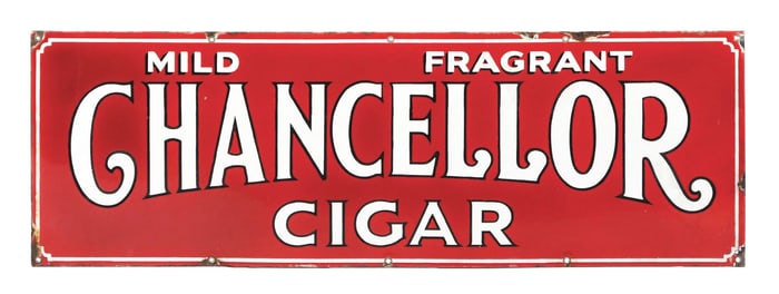CHANCELLOR CIGAR "MILD FRAGRANT" PORCELAIN SIGN