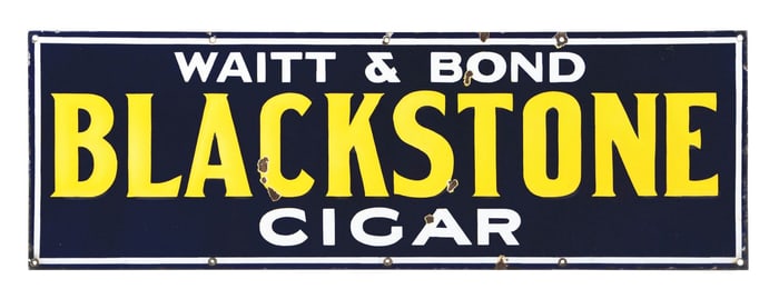 WAIT & BOND BACKSTONE CIGAR EMBOSSED PORCELAIN SIGN