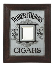 ROBERT BURNS CIGARS METAL SIGN W/ BEVELED MIRROR