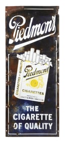 PIEDMONT CIGARETTES PORCELAIN SIGN W/ CIGARETTE PACK GRAPHIC