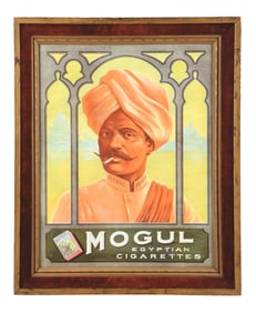 MOGUL EGYPTIAN CIGARETTES PAPER LITHOGRAPH W/ GENTLEMAN SMOKING GRAPHIC