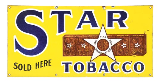 STAR TOBACCO PORCELAIN SIGN W/ STAR GRAPHIC