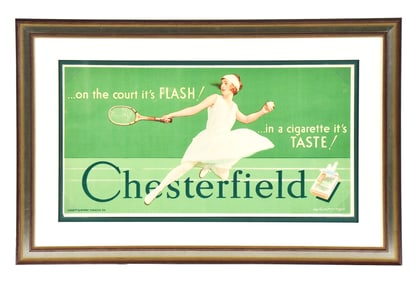 ON THE COURT IT'S FLASH! IN A CIGARETTE IT'S TASTE! CHESTERFIELD ADVERTISEMENT