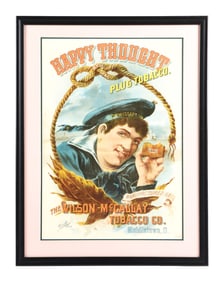 HAPPY THOUGHT TOBACCO ADVERTISING POSTER W/ SAILOR GRAPHIC