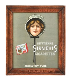 STRAICHTS CIGARETTES ADVERTISING POSTER IN ORIGINAL FRAME