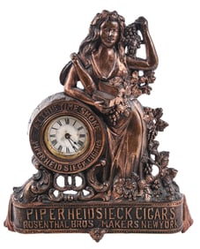 CAST IRON ADVERTISING CLOCK FOR PIPER HEIDSEICK CIGARS