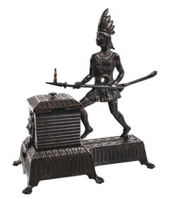 CAST IRON CIGAR CUTTER & MATCH DISPENSER