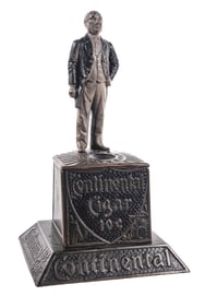 CAST IRON CLOCKWORK CIGAR CUTTER ADVERTISING CONTINENTAL CIGARS