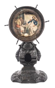 CAST IRON MATCH HOLDER W/ GAMBLING COMPONENT