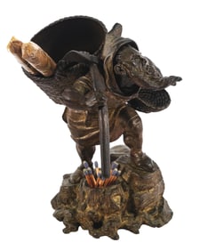 PHENOMENAL BRONZE CASTING OF A MOUNTAIN MAN CIGAR & MATCH HOLDER