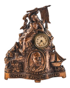 CAST IRON ADVERTISING CLOCK FOR SMOKER'S FAVORITE CIGAR