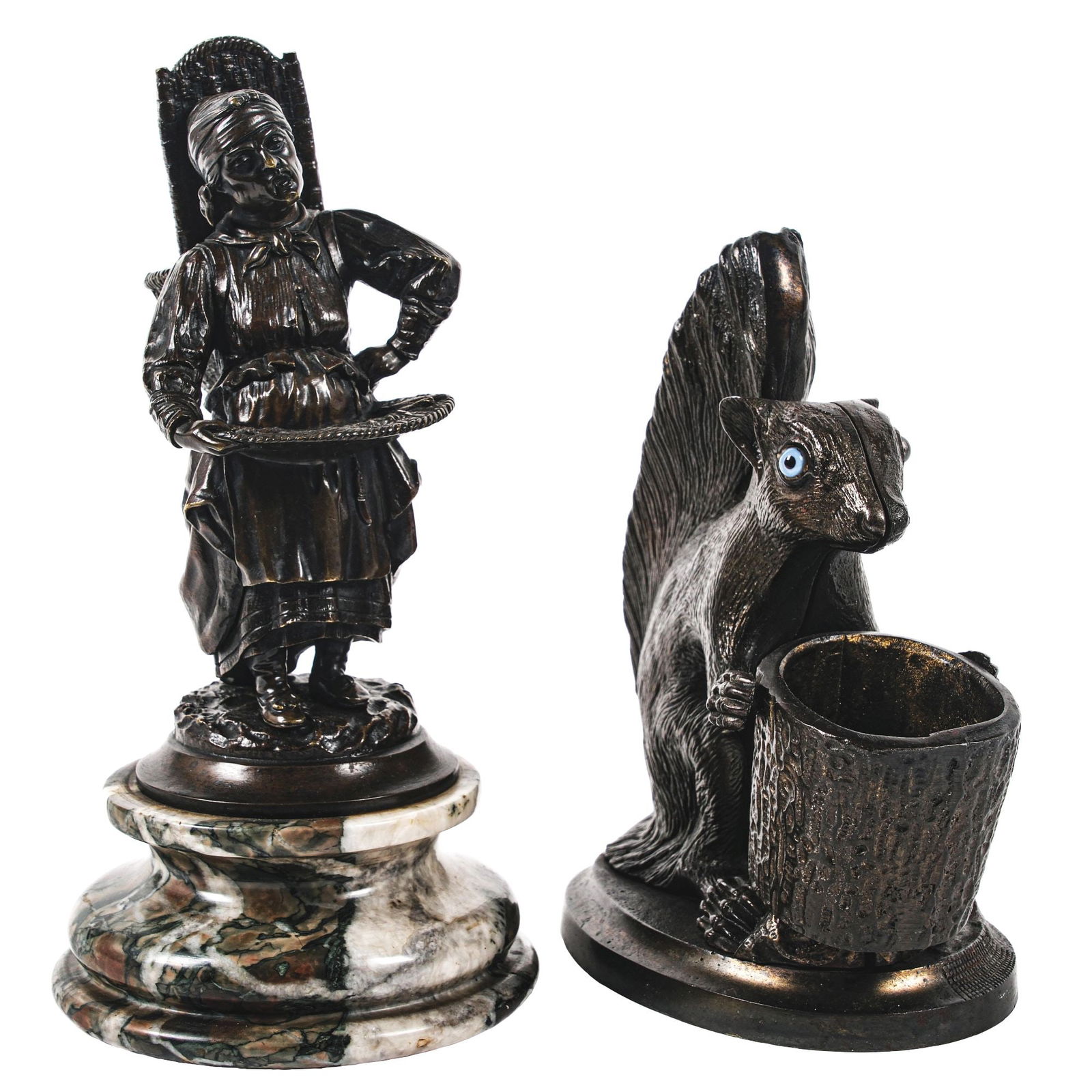 A PAIR OF DESKTOP CIGAR & MATCH HOLDERS (1 of 4)