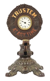 TRUSTEM CAST IRON CIGAR CUTTER & CLOCK