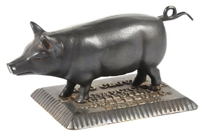 CAST IRON FIGURAL PIG CIGAR CUTTER