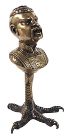 CAST BRONZE FIGURAL CIGAR LIGHTER IN THE FORM OF AN ASIAN GENTLEMAN