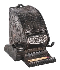 CAST IRON MATCH DISPENSER W/ SIDE CIGAR CUTTER