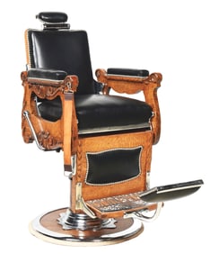 EARLY WOODEN RESTORED KOCHS BARBER CHAIR