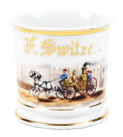 HORSE-DRAWN FIRE PUMPER SHAVING MUG
