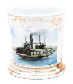 STEAM-DRIVEN PASSENGER BOAT SHAVING MUG