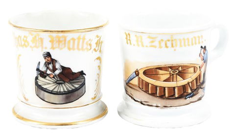 PAIR OF SHAVING MUGS