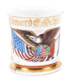 AMERICAN EAGLE WITH FLAG & SHIELD PATRIOTIC SHAVING MUG