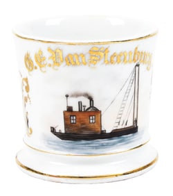 WHARF CONSTRUCTION STEAM-DRIVEN BOAT SHAVING MUG