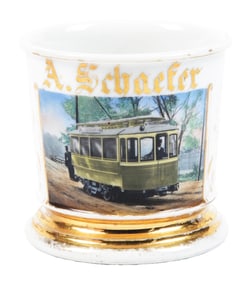 TROLLEY CAR OPERATOR'S PHOTOGRAPHIC SHAVING MUG