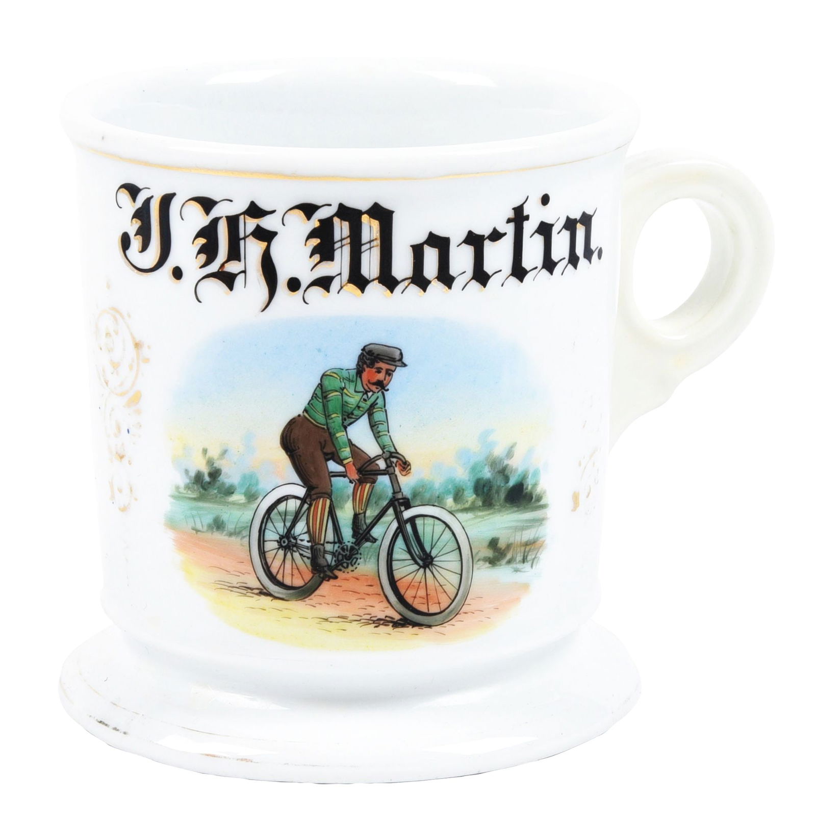 MAN ON BICYCLE SHAVING MUG (1 of 5)
