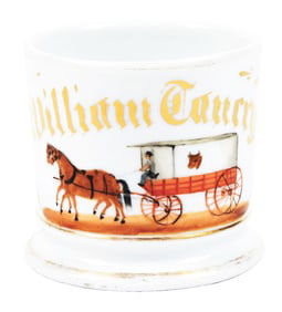CATTLE TRADER'S HORSE-DRAWN CARRIAGE SHAVING MUG