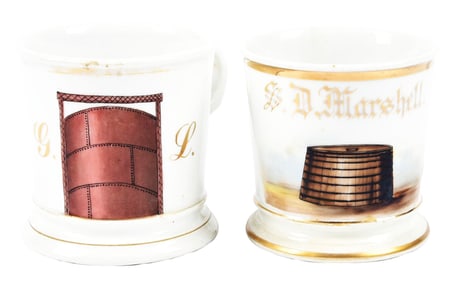 LOT OF 2: BARREL SHAVING MUGS