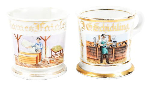 LOT OF 2: TRADESMAN'S SHAVING MUGS