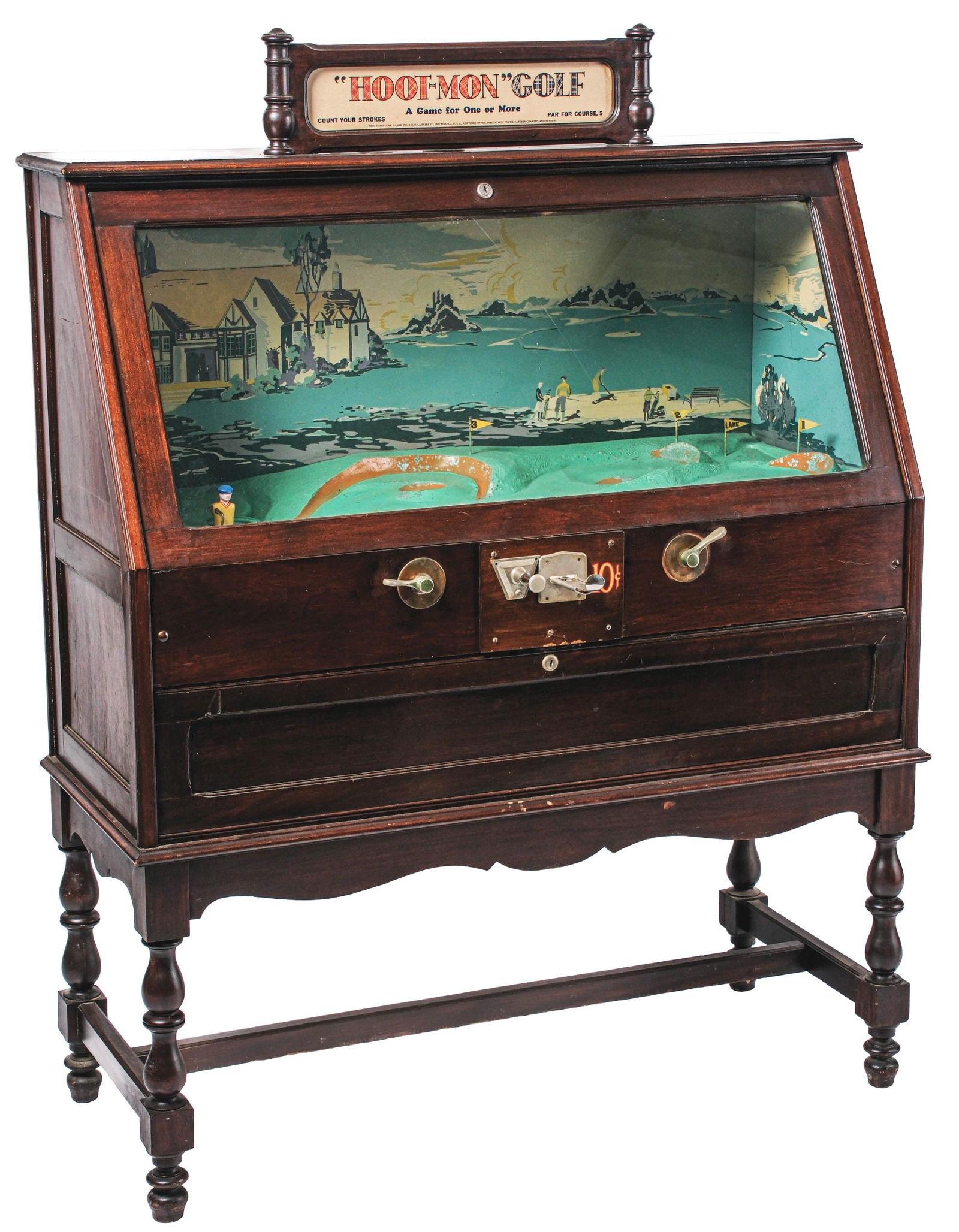 10¢ POPULAR GAMES INC. HOOT-MON GOLF ARCADE MACHINE (1 of 6)