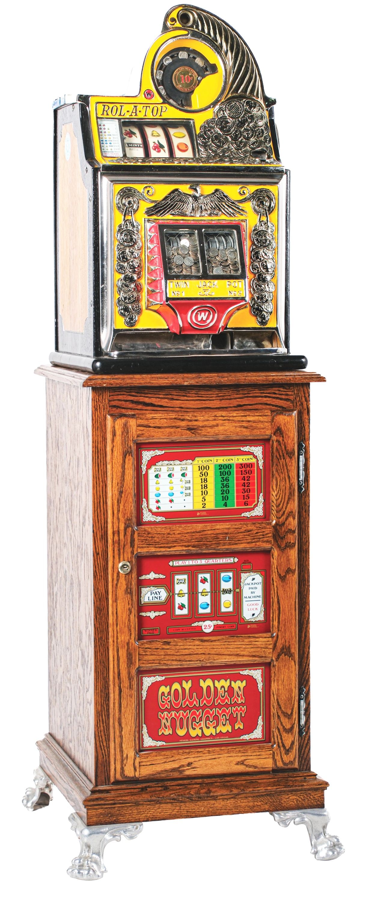 10¢ WATLING COIN FRONT ROL-A-TOP SLOT MACHINE W/ STAND (1 of 10)