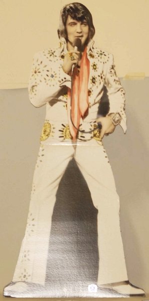 Lot of 3: Contemporary Cardboard Stand-Up Figures: One Hopalong Cassidy, still in original packaging, one Elvis Presley and one Roy Rodgers. Condition (Very Good - Excellent). Size Largest: 70" T.