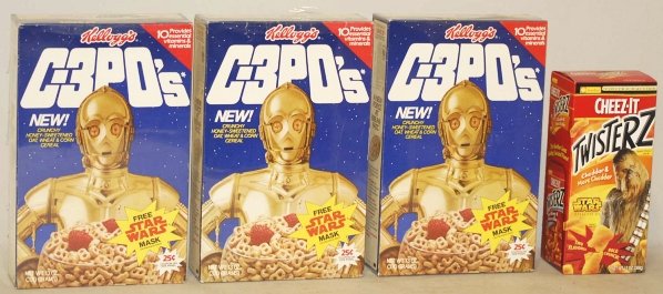 Lot of 20+ Star Wars Cereal Boxes.: This lot includes number Star Wars cereal boxes. Includes three C-3PO cereal boxes. Condition (Very Good - Excellent). Size Largest Box: 11 - 3/4" x 7 - 1/2".