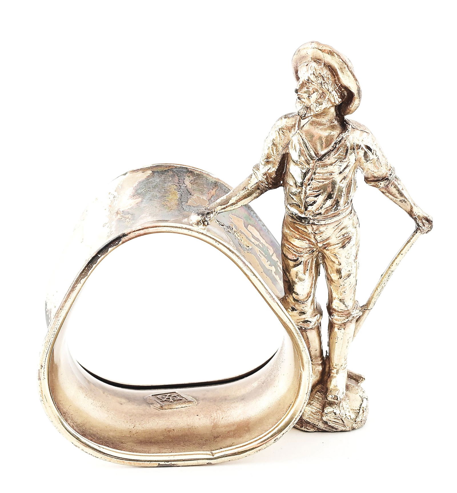 MINER'S FIGURAL NAPKIN RING.: Silver plated. CONDITION: Excellent.