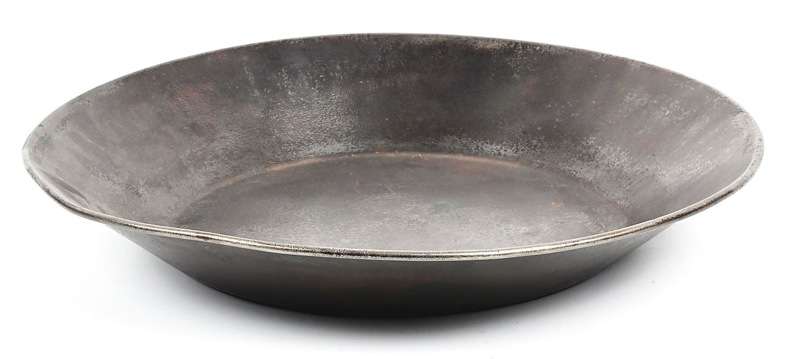 EARLY GOLD MINING PAN.: 19th century pan associated with the earlier style made to sell to miners headed into the gold fields as they came off the clipper ships in San Francisco. CONDITION: Excellent.