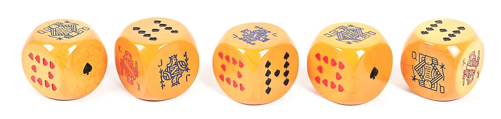 LOT OF 5: OVERSIZED BONE DICE.: Early 1900s. CONDITION: Excellent.