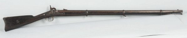 US Bridesburg Rifle Musket.: Model M. 1863. .58 caliber. The stock has an old original, dark finish while the metal parts are heavily oxidized. The trigger guard has been cleaned to bright. All stock inspector marks are gone. Con