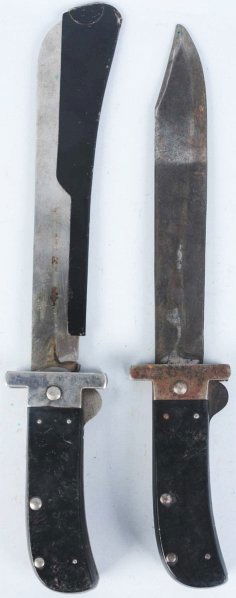 Lot of 2: Folding Machetes.: Includes one CaseXX folding machete with correct blade guard and one Camillus folding machete with re-shaped blade to make a folding clip point knife. Condition (Fair - Excellent).