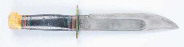 Marbles Gladstone "Ideal" Sheath Knife.: With stag crown on stacked leather handle. This example does not have a sheath. Condition (Very Good - Excellent). Size Blade: 6 - 3/4" L.