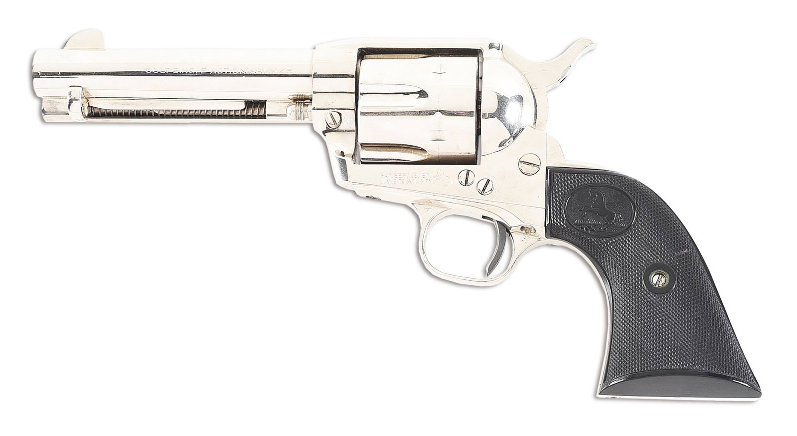 (C) DOCUMENTED SALESMAN SAMPLE SECOND GENERATION COLT SINGLE ACTION ARMY REVOLVER.: Shipped from the factory in November 1959 to Colt Regional Manager V.M. Teders for use as a sales sample. Accompanying documentation from Teders on Colt letterhead dated August 23, 1960, confirms this