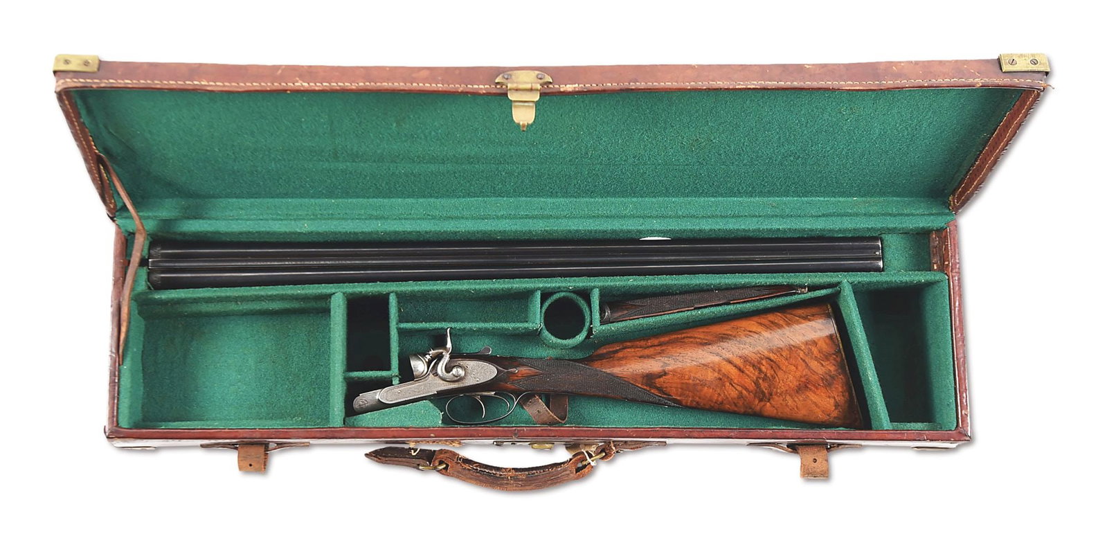 (A) J SQUIRES 16 GAUGE SIDE BY SIDE SHOTGUN WITH HAMMERS.: This is an interesting gun in that the engraved side lock action is marked "J. SQUIRES", who was in business from 1880-1892. It is now fitted to a set of 28" Nitro proof barrels that are stamped "G.E.