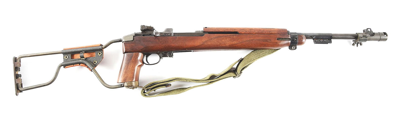 (C) INLAND M1A1 PARATROOPER CARBINE.: Manufactured between August and November of 1944 by the Inland Division of General Motors. "12 - 44" dated Inland barrel with milled "N" marked front sight and "I.R. CO." rear. Round bolt. "SHELMiRE"
