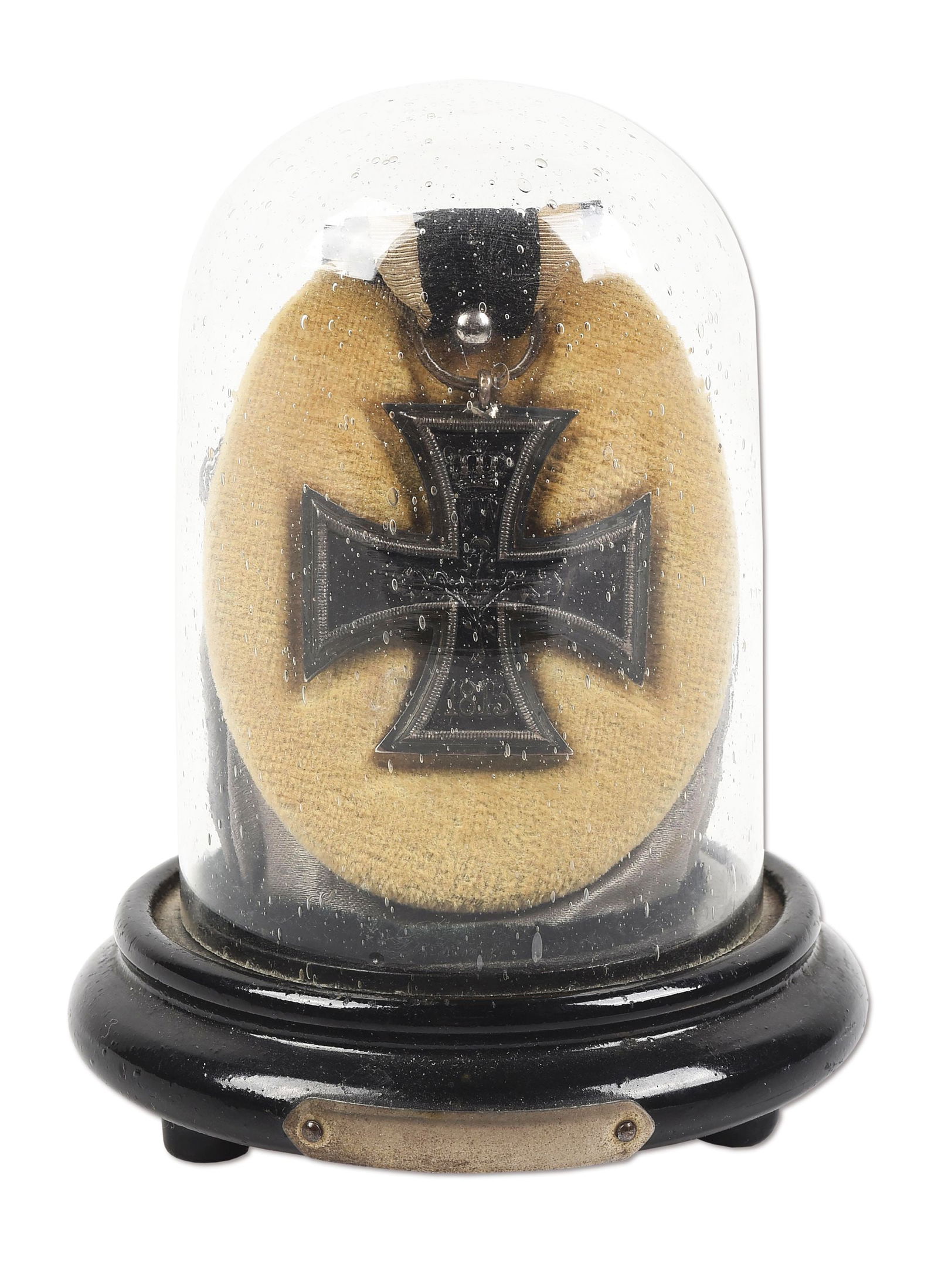 PRUSSIAN 1870 IRON CROSS 2ND CLASS IN VITRINE.: Pre-Imperial German Prussian 1870 Iron Cross 2nd class, awarded for valor during the 1870/1871 Franco-Prussian War. Cross appears to an "early award Type A" with a blackened iron core made by Wagner.