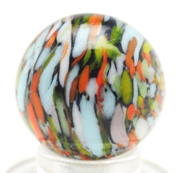 Christensen Agate Cobalt Guinea Marble.: Cobalt base with double pinch line. Color coverage is 360°. This marble has one as-made hot spot. Condition (9.2). Size 5/8"" Dia."