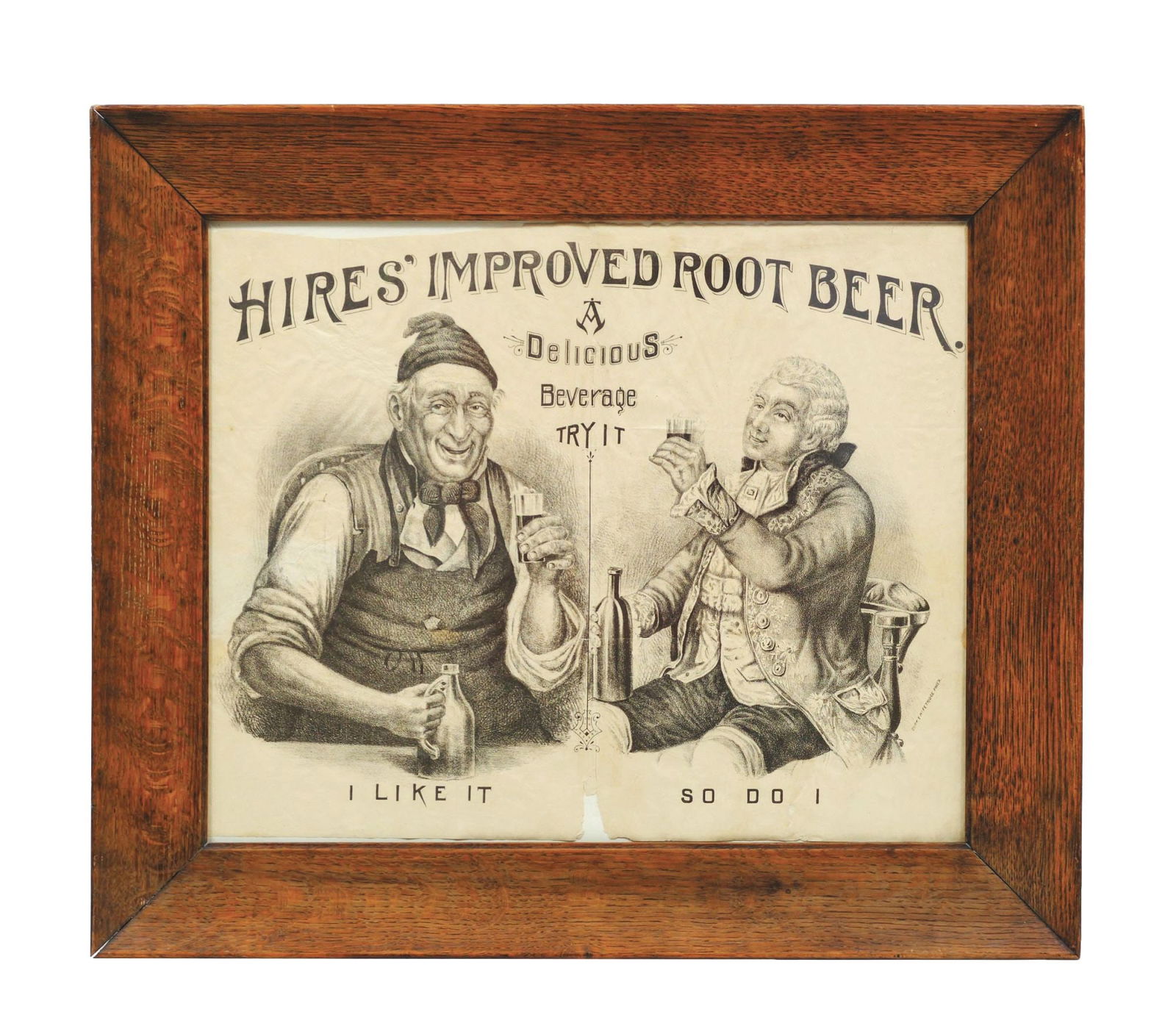 EXTREMELY EARLY "HIRES IMPROVED ROOT BEER" PAPER LITHOGRAPH W/ GENTLEMAN GRAPHIC (1 of 3)